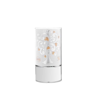 Bagutta Lampada LED in Vetro Albero con Cuori 50° Anniversario Batterie Incluse 7x15 cm