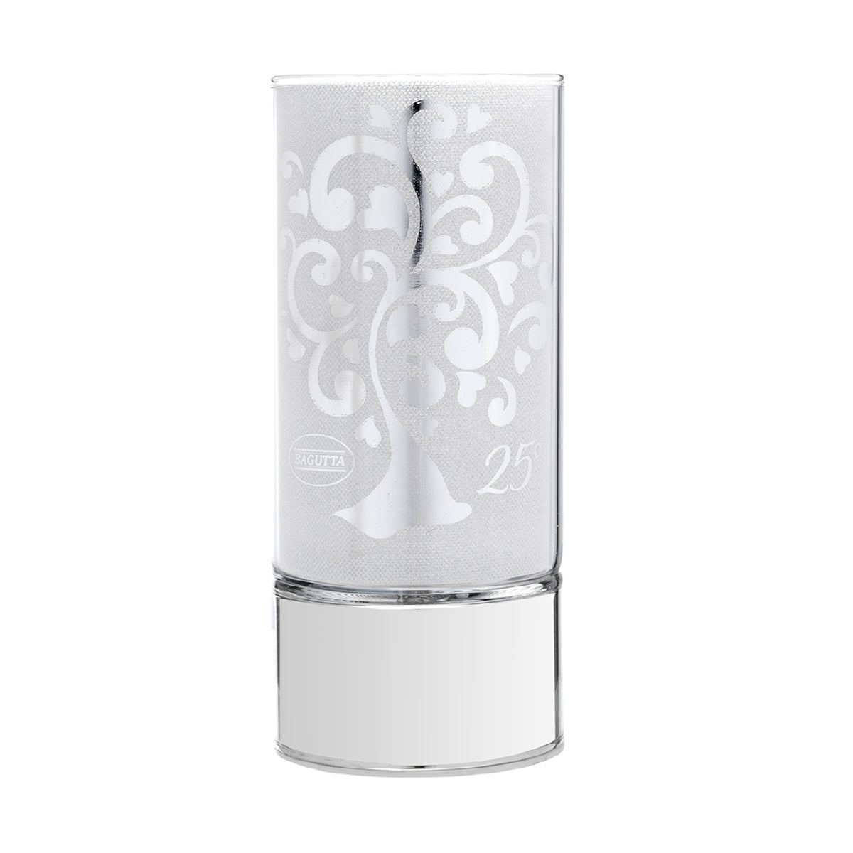 Bagutta Lampada LED in Vetro Albero con Cuori 25° Anniversario Batterie Incluse 9x20 cm