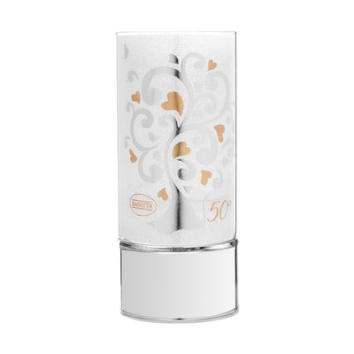 Bagutta Lampada LED in Vetro Albero con Cuori 50° Anniversario Batterie Incluse 9x20 cm