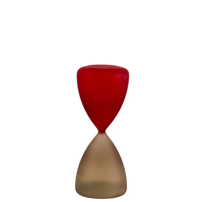 Bagutta Clessidra in Vetro Satinato Tortora e Rosso 30 minuti 8x20 cm