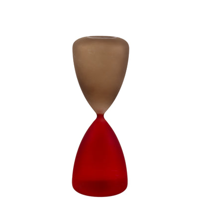 Bagutta Clessidra in Vetro Satinato Tortora e Rosso 45 minuti 9x25 cm