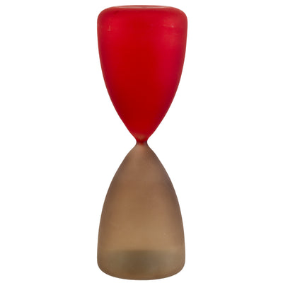 Bagutta Clessidra in Vetro Satinato Tortora e Rosso 60 minuti 10x30 cm