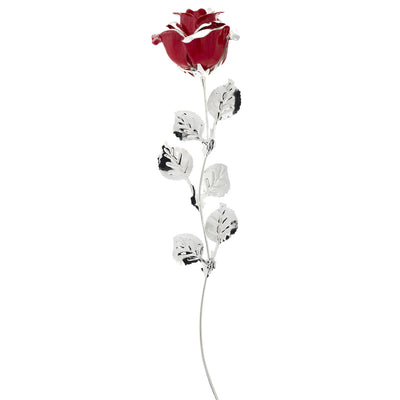 Bagutta Rosa Silver Plated Rossa con Bordo Argentato e Astuccio Regalo 39 cm