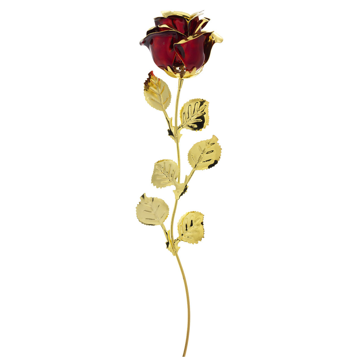 Bagutta Rosa Silver Plated Rossa con Bordo Dorato e Astuccio Regalo 39 cm