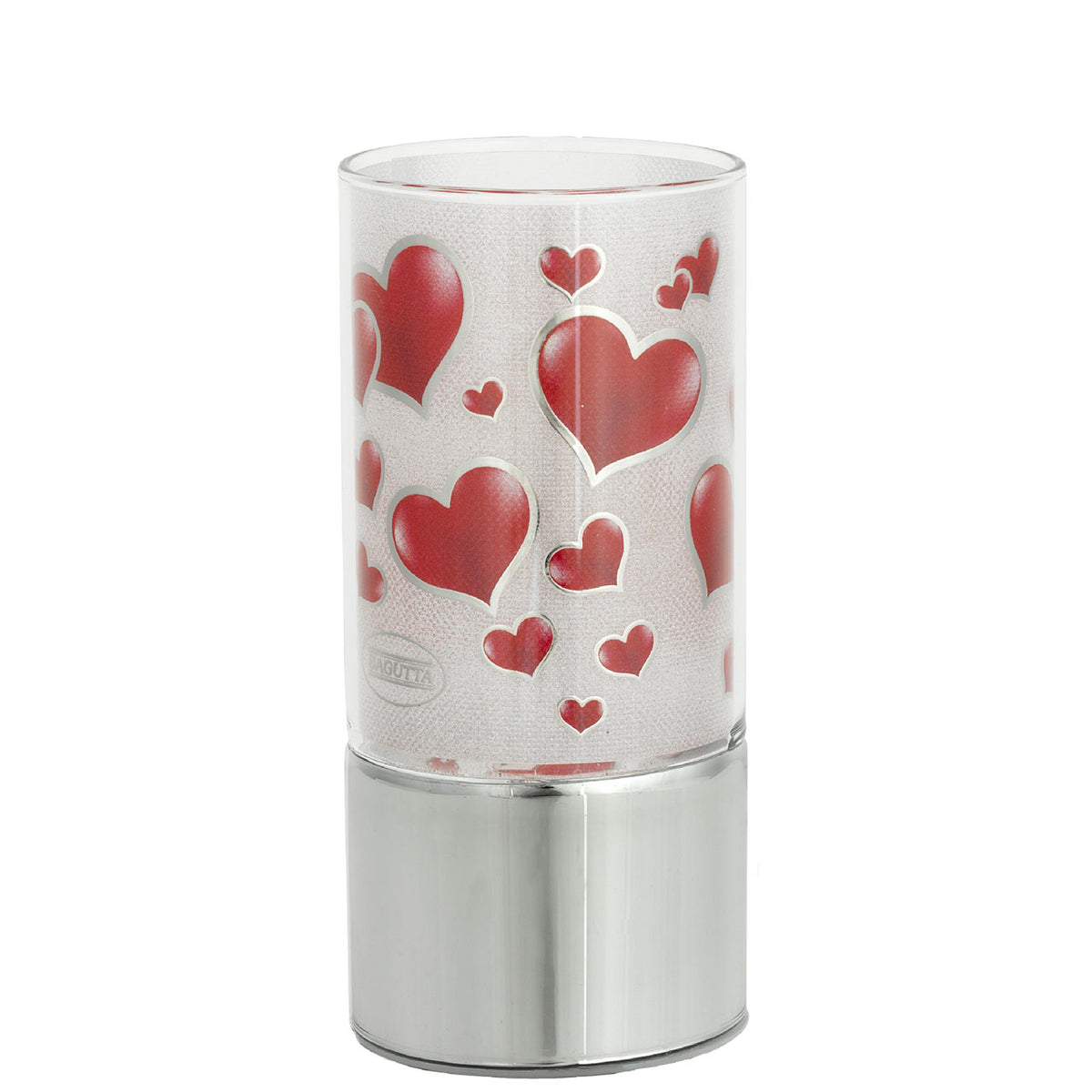 Bagutta Lampada LED in Vetro Cuori Rossi Batterie Incluse 7x15 cm
