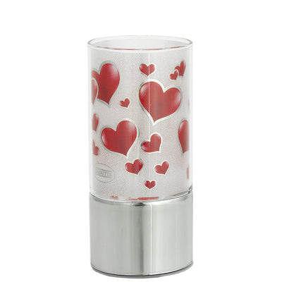 Bagutta Lampada LED in Vetro Cuori Rossi Batterie Incluse 7x15 cm