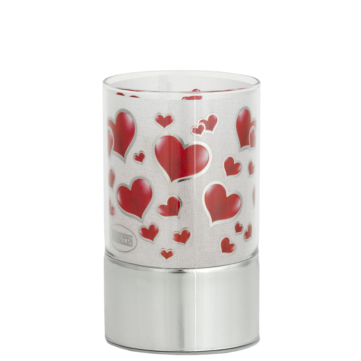 Bagutta Lampada LED in Vetro Cuori Rossi Batterie Incluse 9x15 cm