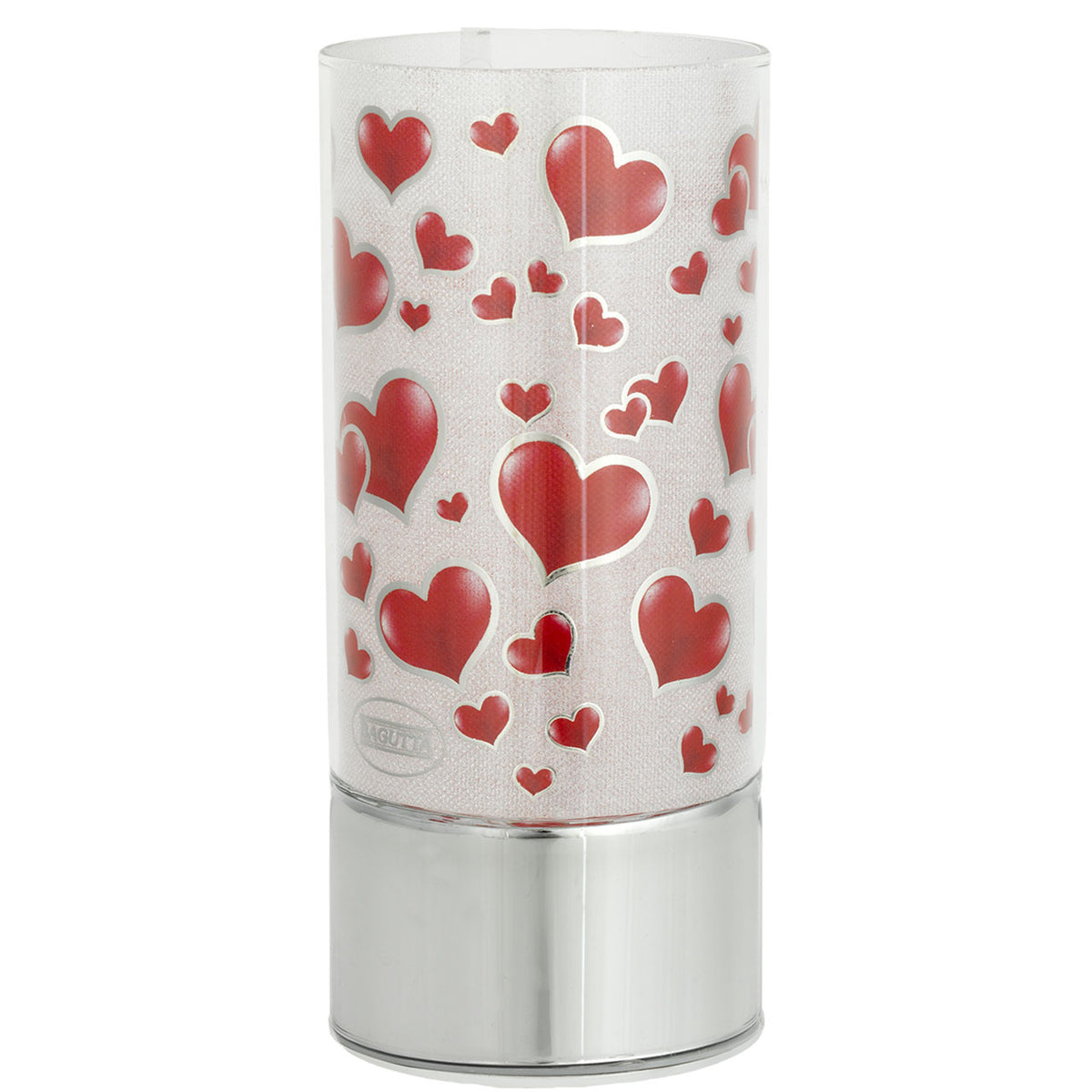 Bagutta Lampada LED in Vetro Cuori Rossi Batterie Incluse 9x20 cm