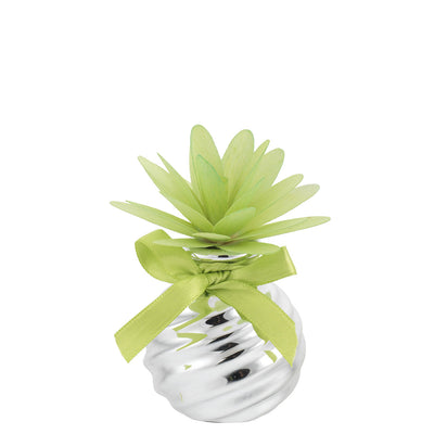 Bagutta Profumatore per Ambienti Vetro Argentato a Spirale con Dalia Verde 6x10 cm