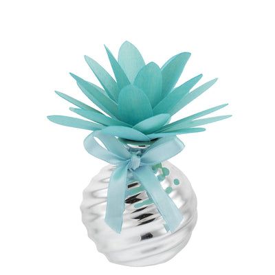 Bagutta Profumatore per Ambienti Vetro Argentato a Spirale con Dalia Azzurra 7x11 cm