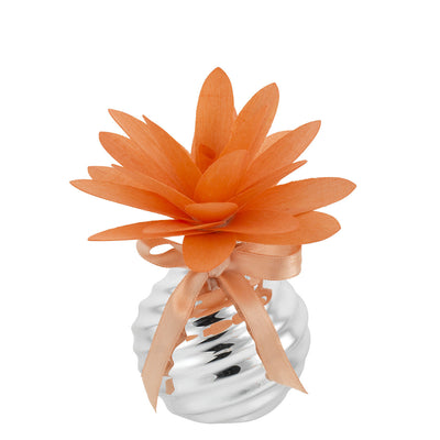Bagutta Profumatore per Ambienti Vetro Argentato a Spirale con Dalia Arancione 7x11 cm