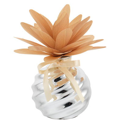 Bagutta Profumatore per Ambienti Vetro Argentato a Spirale con Dalia Tortora 10x14 cm