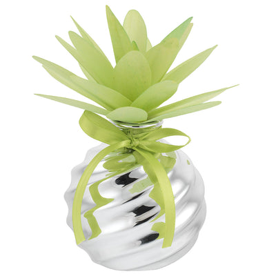 Bagutta Profumatore per Ambienti Vetro Argentato a Spirale con Dalia Verde 10x14 cm