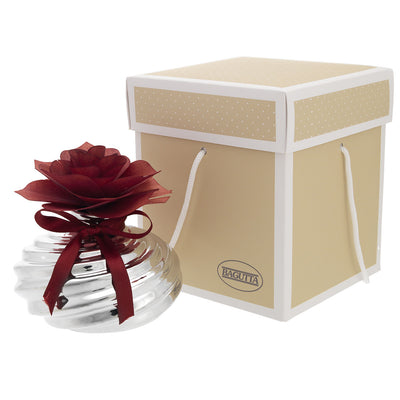 Bagutta Profumatore per Ambienti Sfera Bassa Argentata con Rosa Rosa 8x8 cm