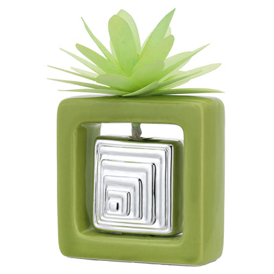 Bagutta Profumatore per Ambienti Quadrato Verde e Argentato con Dalia Verde 10x16 cm