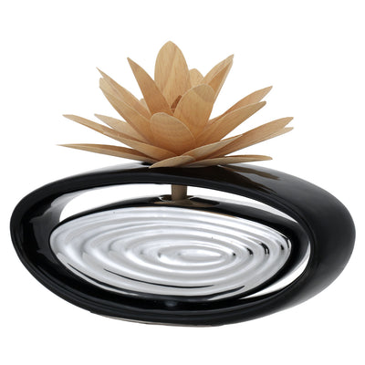 Bagutta Profumatore per Ambienti Ovale Nero e Argentato con Dalia Tortora 16x14 cm