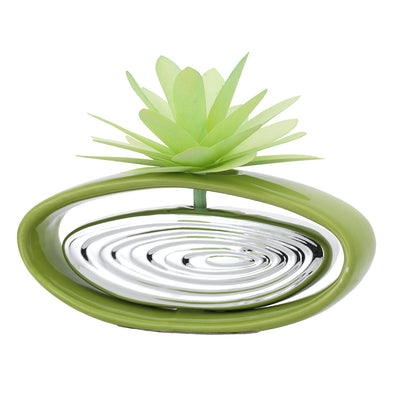 Bagutta Profumatore per Ambienti Ovale Verde e Argentato con Dalia Verde 16x14 cm