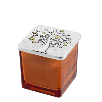 Bagutta Candela Profumata Orange Blossom Quadrata Albero Argentato 6x6 cm 100 g