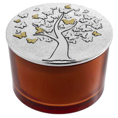 Bagutta Candela Profumata Orange Blossom Tonda Albero Argentato 13x8 cm 500 g