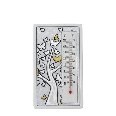 Bagutta Termometro Decorativo da Tavolo Rettangolare Albero con Farfalle 7x12,5 cm