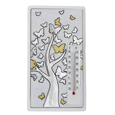 Bagutta Termometro Decorativo da Tavolo Rettangolare Albero con Farfalle 10x18 cm