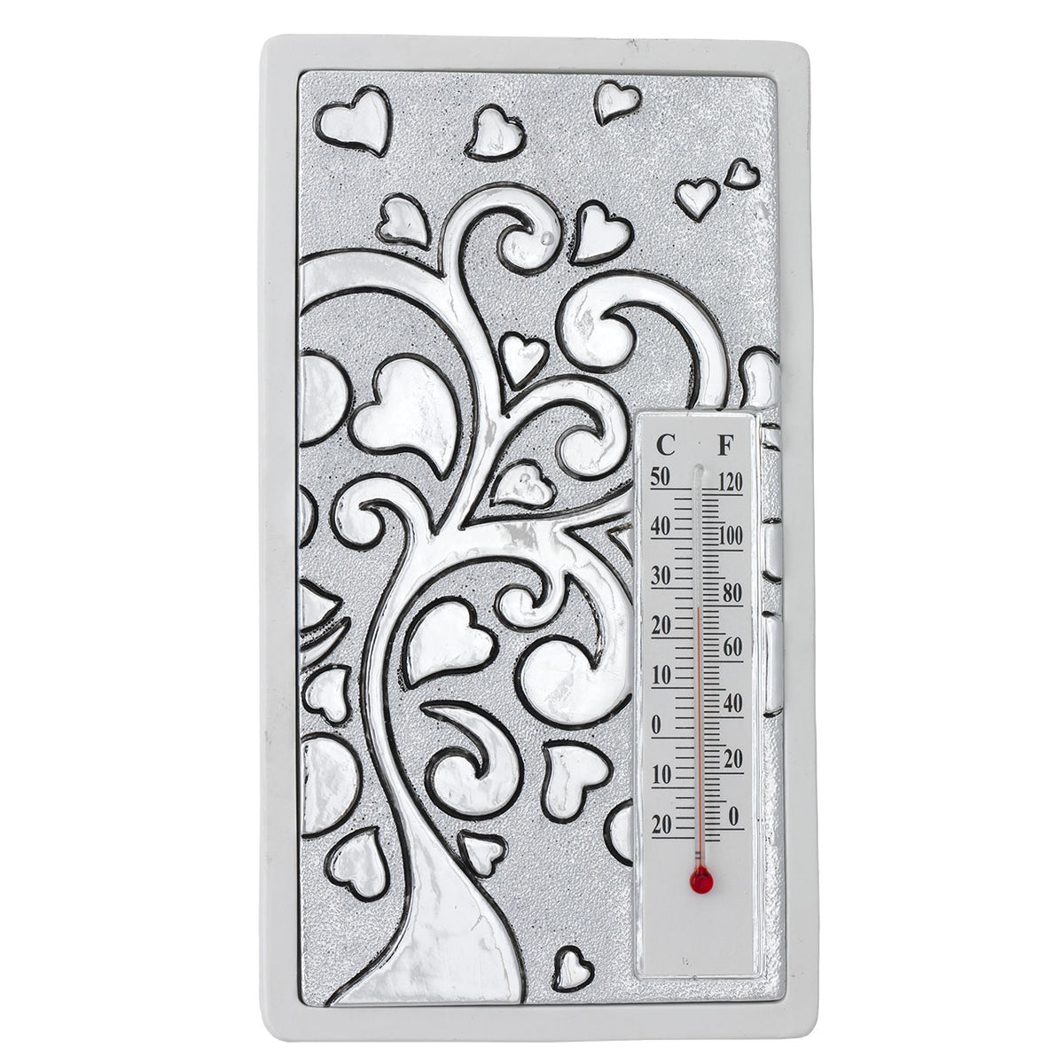 Bagutta Termometro Decorativo da Tavolo Rettangolare Albero con Cuori 10x18 cm