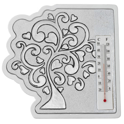 Bagutta Termometro Decorativo da Tavolo Sagomato Albero con Cuori 15x15 cm