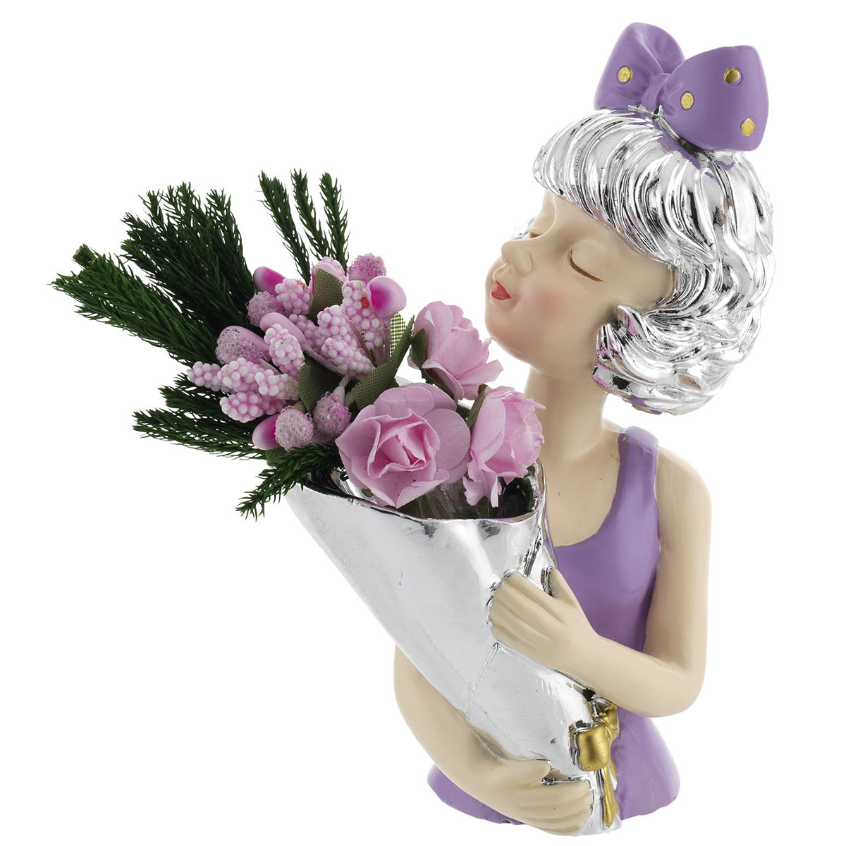 Bagutta Ville Lumière Mezzobusto Donna Lilla con Bouquet 12 cm