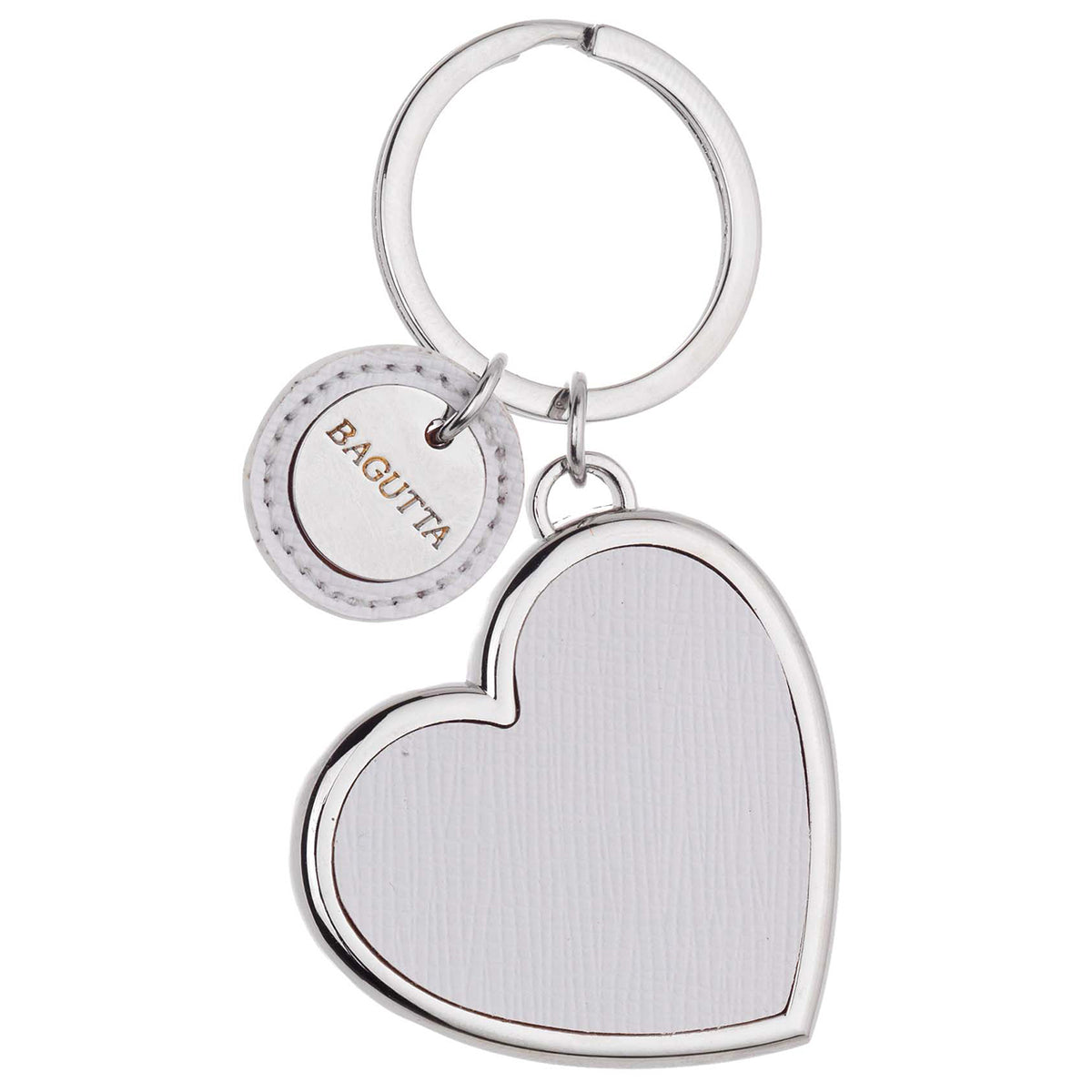 Bagutta Portachiavi Cuore Classico Bianco con Pendente Tondo 8,5 cm