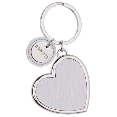 Bagutta Portachiavi Cuore Classico Bianco con Pendente Tondo 8,5 cm