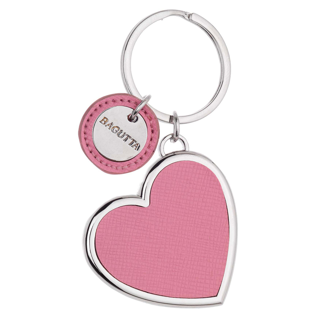 Bagutta Portachiavi Cuore Classico Rosa con Pendente Tondo 8,5 cm