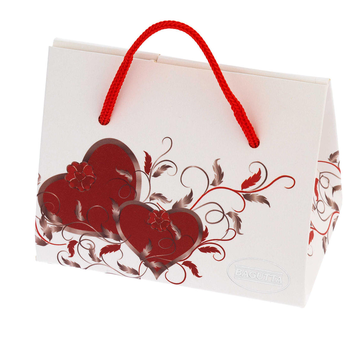 Bagutta Portachiavi Cuore Classico Bianco con Fiocco e Pendente Tondo 11 cm