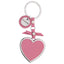 Bagutta Portachiavi Cuore Classico Rosa con Fiocco e Pendente Tondo 11 cm