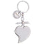 Bagutta Portachiavi Cuore Asimmetrico Bianco con Fiocco e Pendente Tondo 11 cm