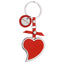 Bagutta Portachiavi Cuore Asimmetrico Rosso con Fiocco e Pendente Tondo 11 cm