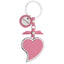 Bagutta Portachiavi Cuore Asimmetrico Rosa con Fiocco e Pendente Tondo 11 cm