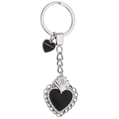 Bagutta Portachiavi in Metallo Sacro Cuore Classico con Cornice Intrecciata Nero 11 cm