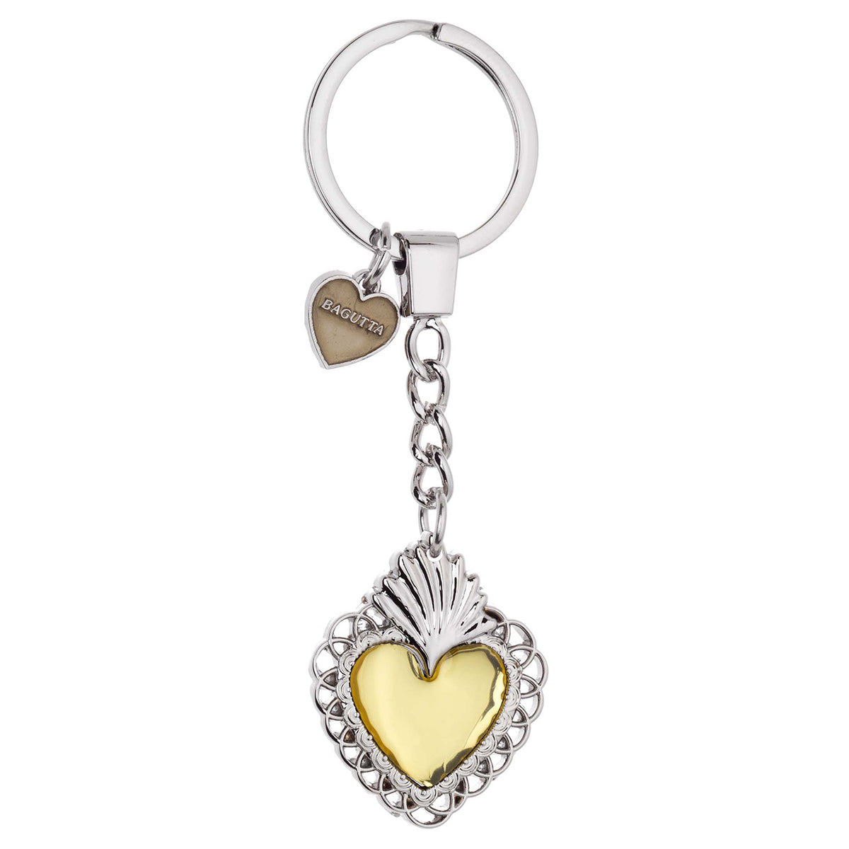 Bagutta Portachiavi in Metallo Sacro Cuore Classico con Cornice Intrecciata Oro 11 cm