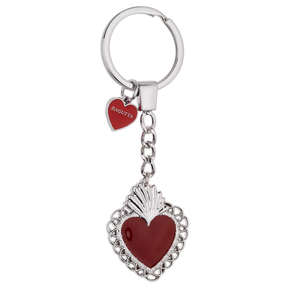 Bagutta Portachiavi in Metallo Sacro Cuore Classico con Cornice Intrecciata Rosso 11 cm