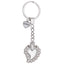 Bagutta Portachiavi in Metallo Sacro Cuore Asimmetrico con Cornice di Margherite Argento 11 cm