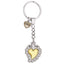 Bagutta Portachiavi in Metallo Sacro Cuore Asimmetrico con Cornice di Margherite Oro 11 cm