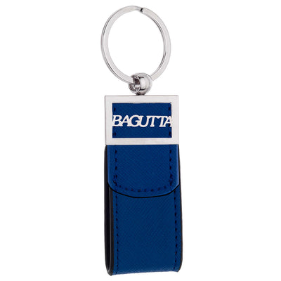 Bagutta Portachiavi ad Anello con Fettuccia Testurizzata Blu e Logo Traforato 11 cm