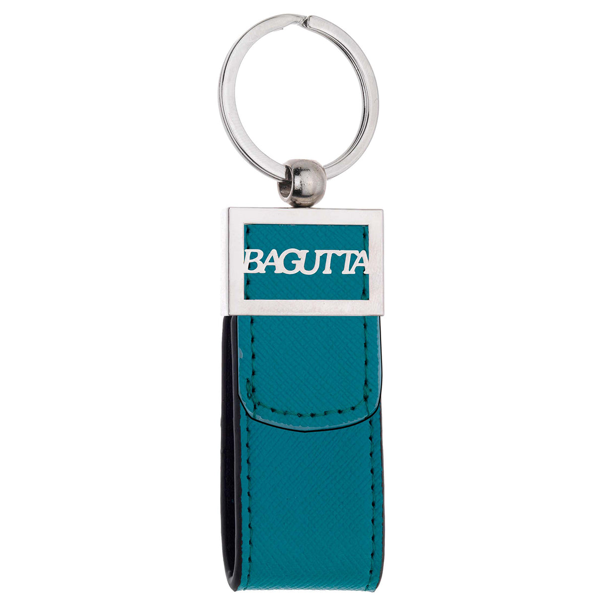 Bagutta Portachiavi ad Anello con Fettuccia Testurizzata Verde e Logo Traforato 11 cm