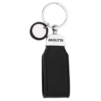 Bagutta Portachiavi ad Anello con Fascetta Testurizzata Nera e Pendente Tondo 11 cm
