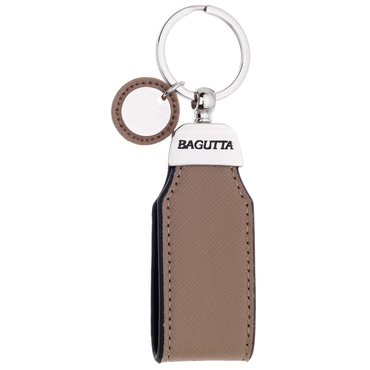Bagutta Portachiavi ad Anello con Fascetta Testurizzata Marrone e Pendente Tondo 11 cm