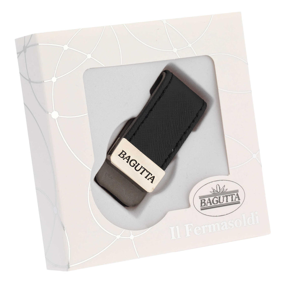 Bagutta Fermasoldi con Fascetta Testurizzata Nera 6x3 cm