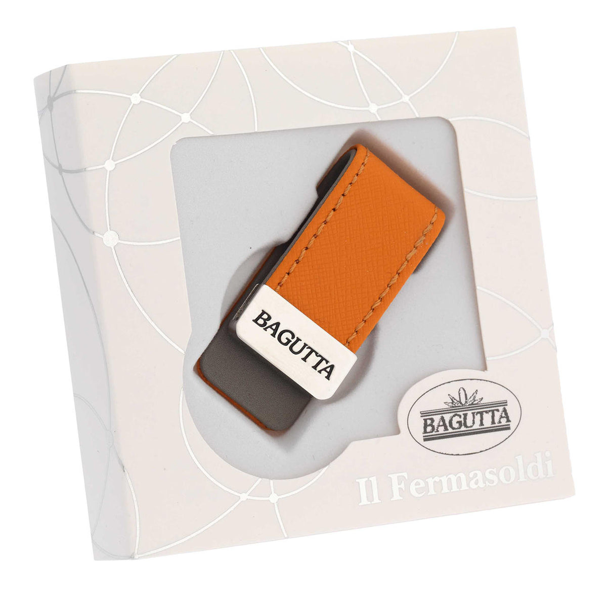 Bagutta Fermasoldi con Fascetta Testurizzata Arancione 6x3 cm