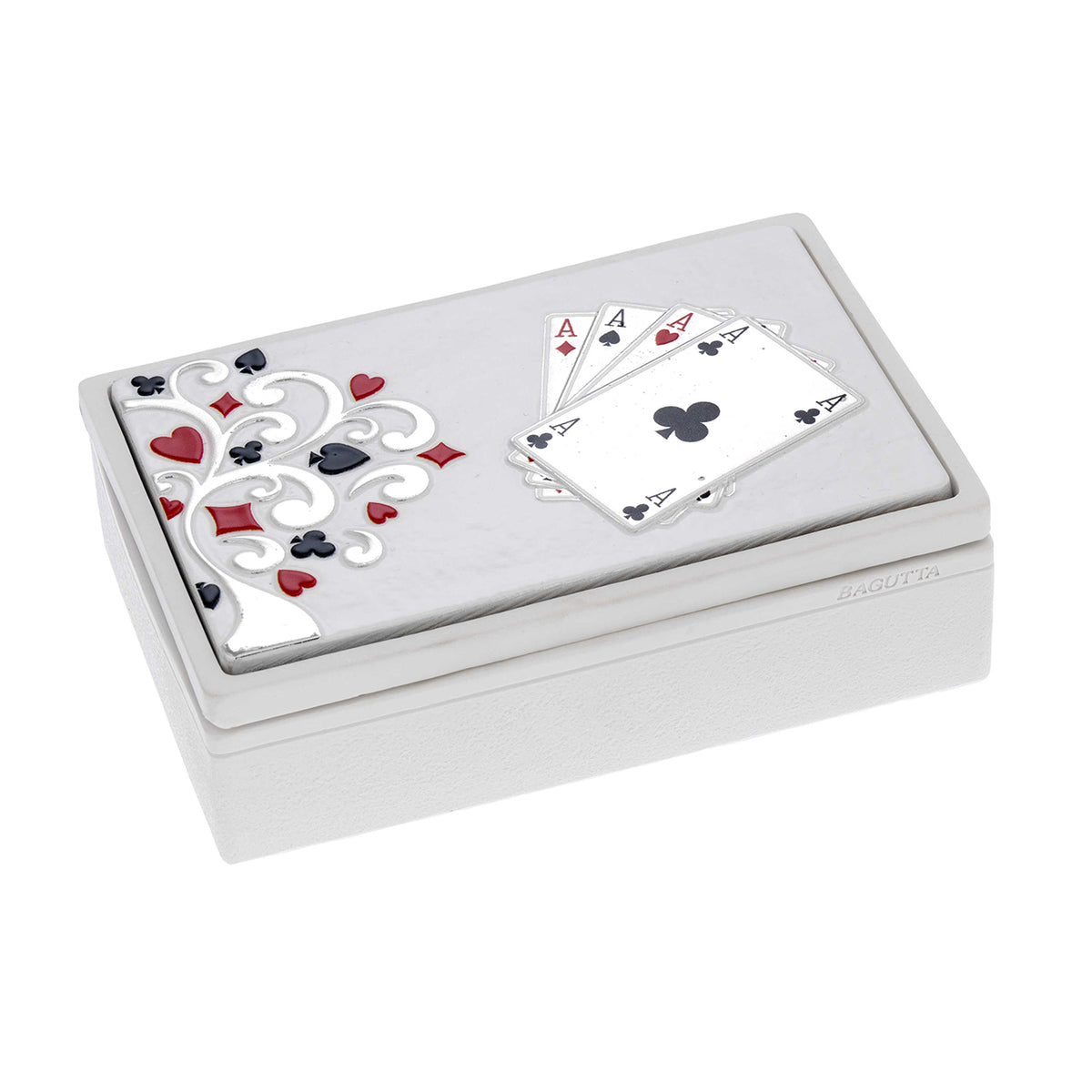 Bagutta Scatola Bianca con 2 Mazzi di Carte Albero dei Semi Bianco 10,5x16 cm