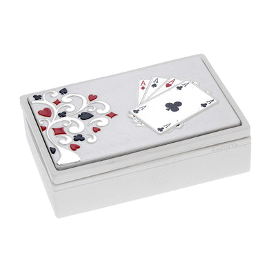 Bagutta Scatola Bianca con 2 Mazzi di Carte Albero dei Semi Bianco 10,5x16 cm