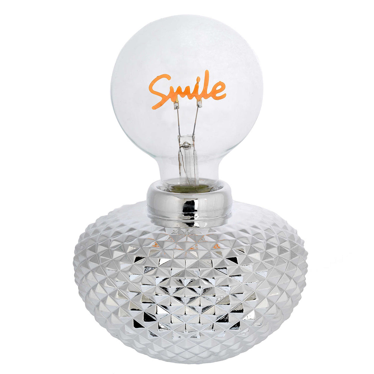 Bagutta Lampada LED Sfera Nido d’Ape con Scritta Smile Batterie Incluse 12x18 cm